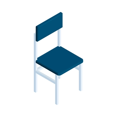 Isometric icon with white and blue kitchen chair vector illustration