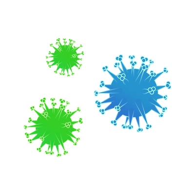 Three green and blue coronavirus bacteria isolated isometric vector illustration