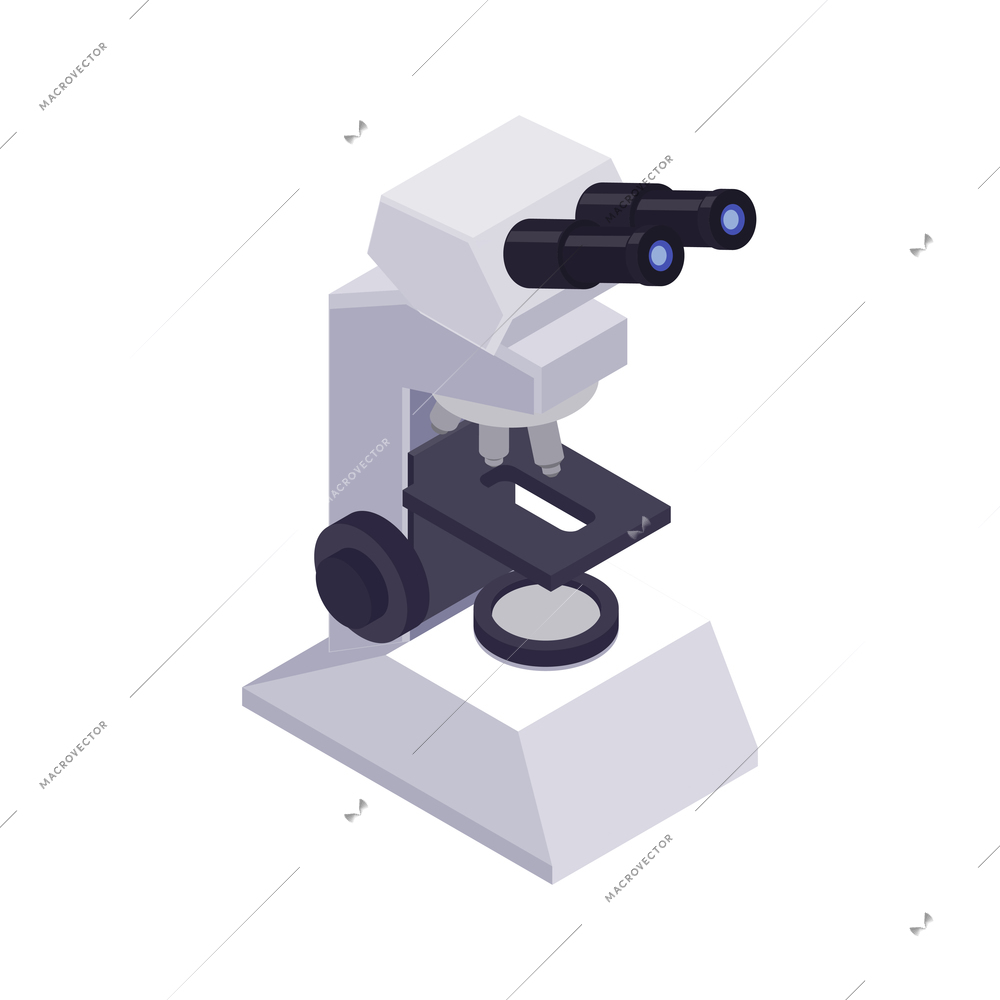 Laboratory microscope isometric icon on white background 3d vector illustration