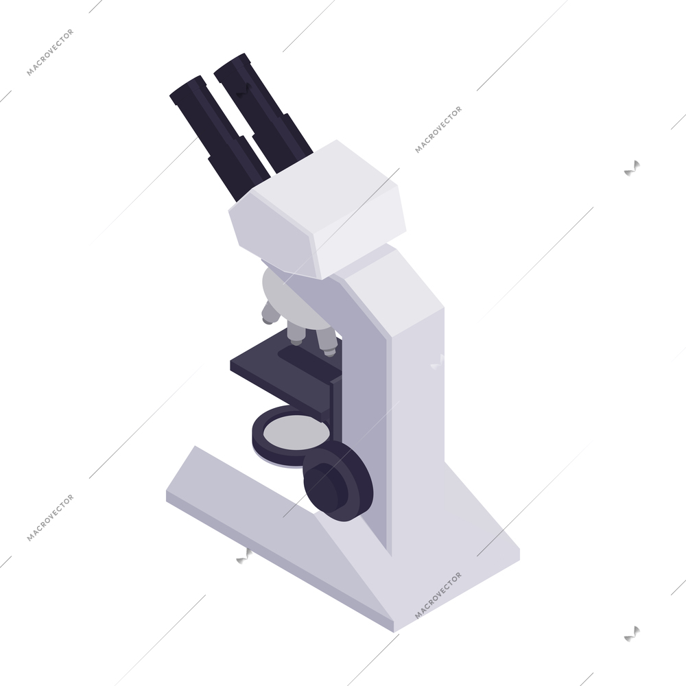 Isometric icon with lab microscope back view 3d vector illustration