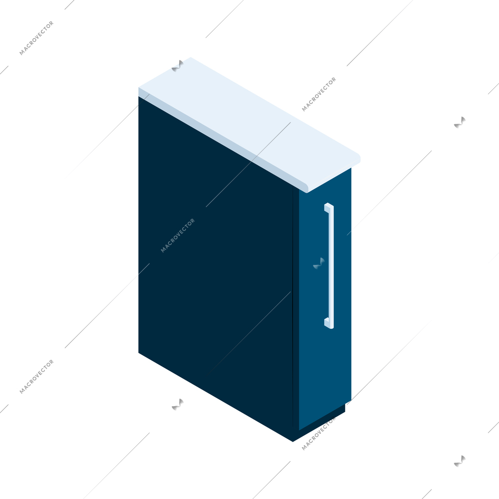 Isometric icon with narrow kitchen cupboard 3d vector illustration