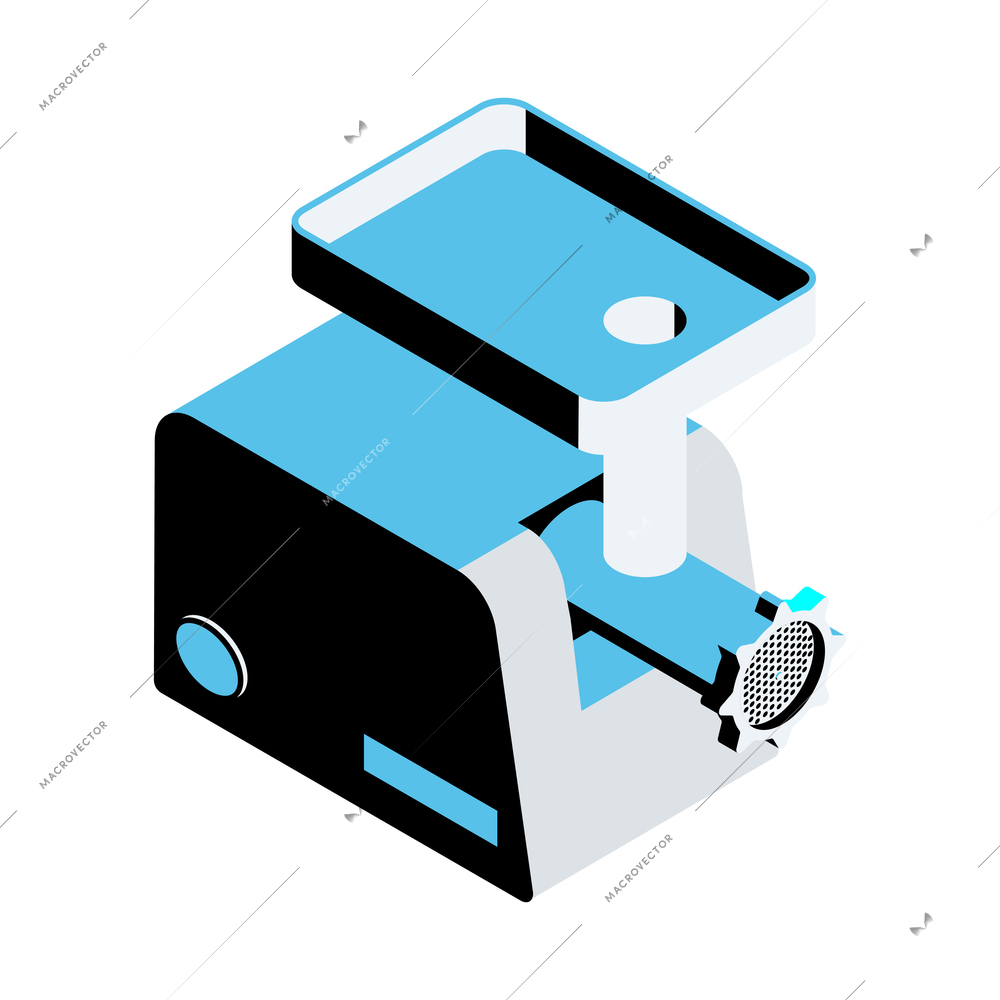 Isometric icon with modern electric mincing machine 3d vector illustration