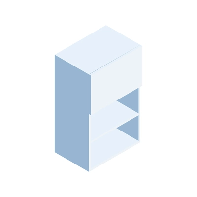 Empty white cupboard with shelves isometric icon vector illustration