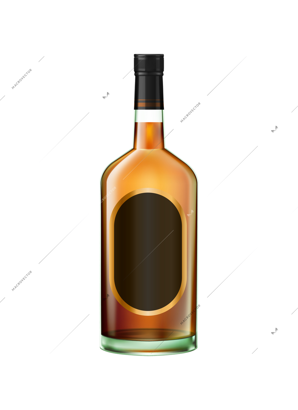 Realistic glass bottle of whisky cognac bourbon vector illustration
