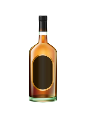 Realistic glass bottle of whisky cognac bourbon vector illustration