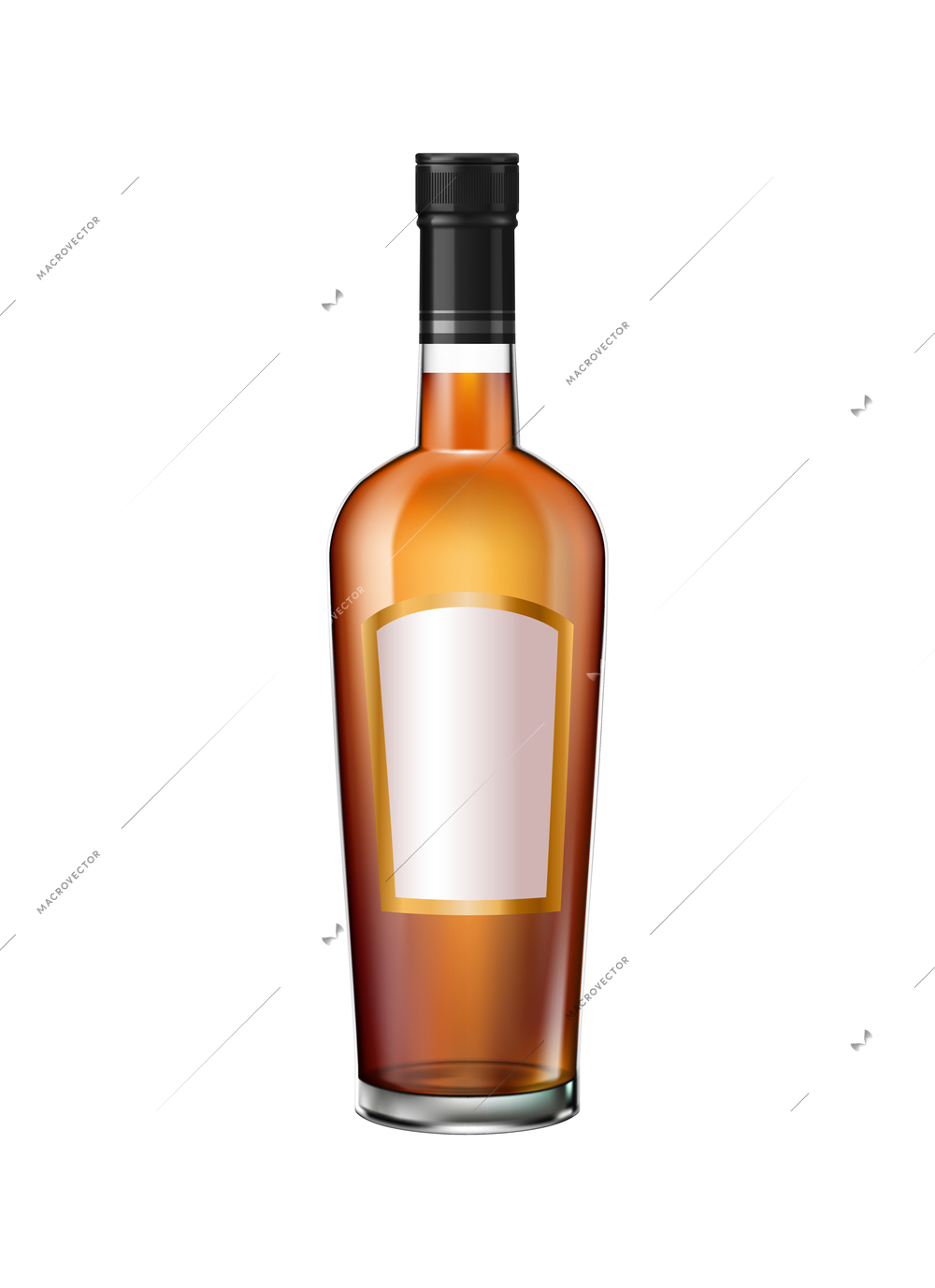 Realistic whiskey bottle with label on white background vector illustration