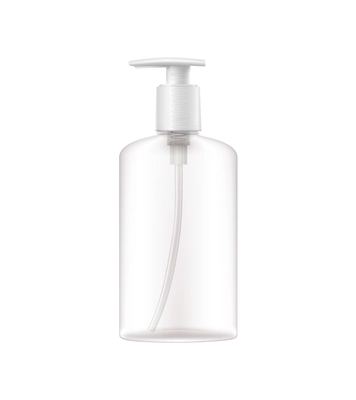 Sanitizer bottles realistic composition with isolated image of empty sanitizer bottle with gel dispenser vector illustration