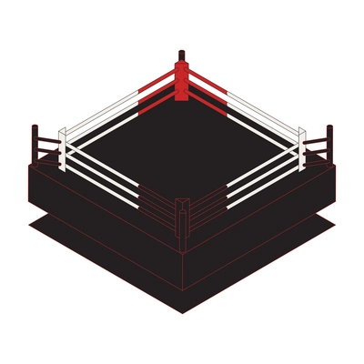 Boxing isometric composition with isolated image of square shaped boxing ring vector illustration