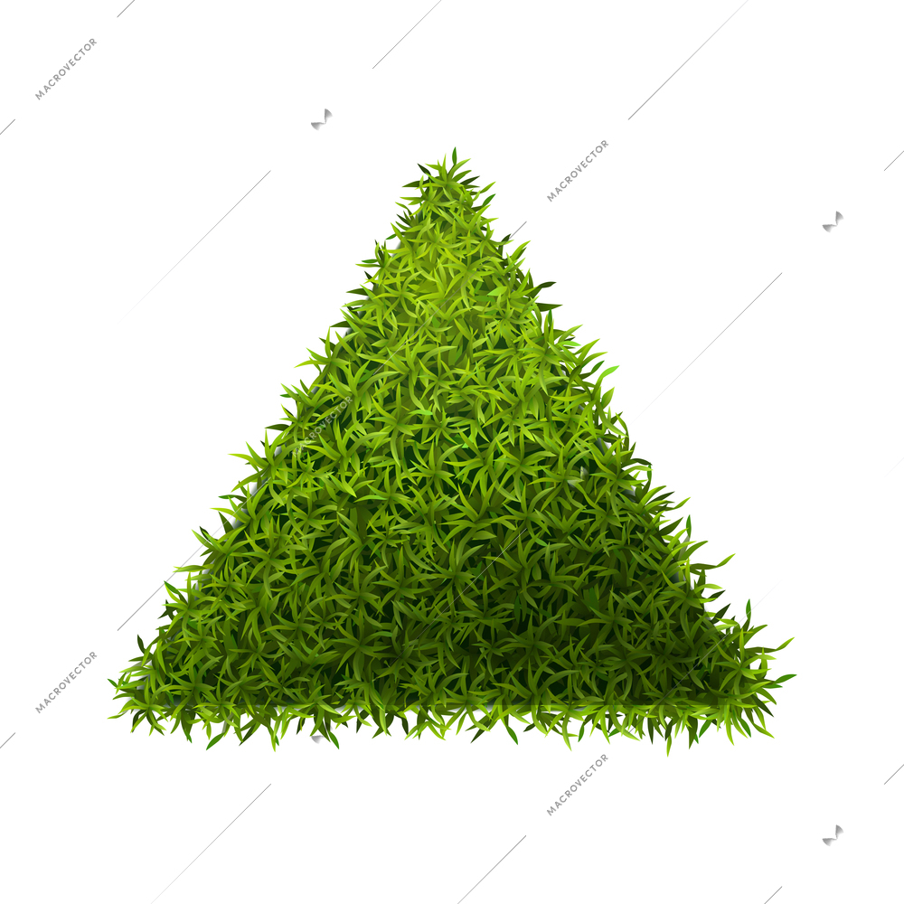 Realistic green grass cloverleaves ground cover texture surface geometrical figures recycle symbol heart form set vector illustration