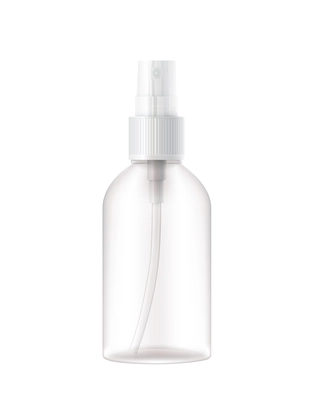 Sanitizer bottles realistic composition with empty sanitizer bottle with spraying dispenser cap vector illustration