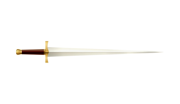 Swords composition with isolated image of medieval sword with thin blade vector illustration