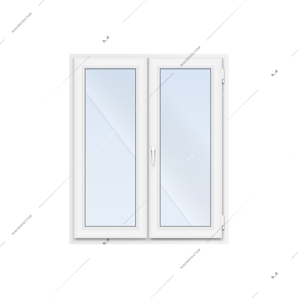 Windows realistic composition with isolated image of square plastic window vector illustration