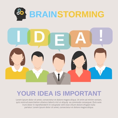 Brainstorming concept with people avatars sharing their ideas vector illustration