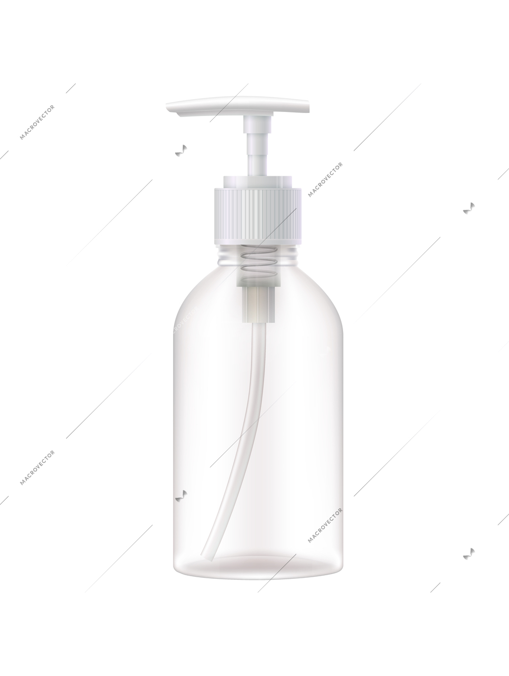 Sanitizer bottles realistic composition with isolated image of empty sanitizer bottle with gel dispenser vector illustration