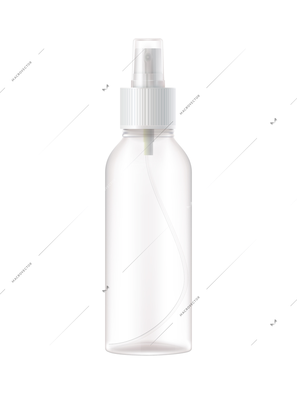 Sanitizer bottles realistic composition with empty sanitizer bottle with spraying dispenser cap vector illustration