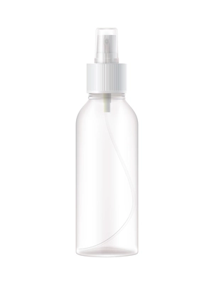Sanitizer bottles realistic composition with empty sanitizer bottle with spraying dispenser cap vector illustration