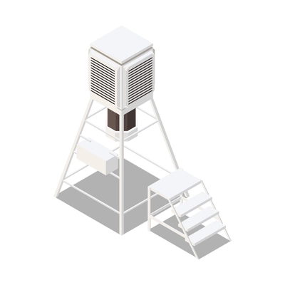 Meteorology weather forecast isometric composition with weather equipment unit with ladder vector illustration