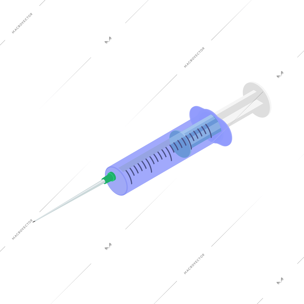 Vaccination isometric composition with isolated image of syringe vector illustration