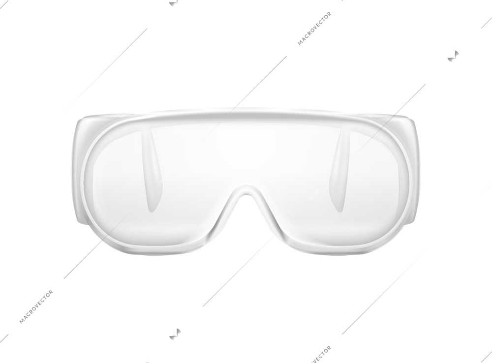 Individual protective medical glasses realistic composition with isolated image of personal plastic glasses vector illustration