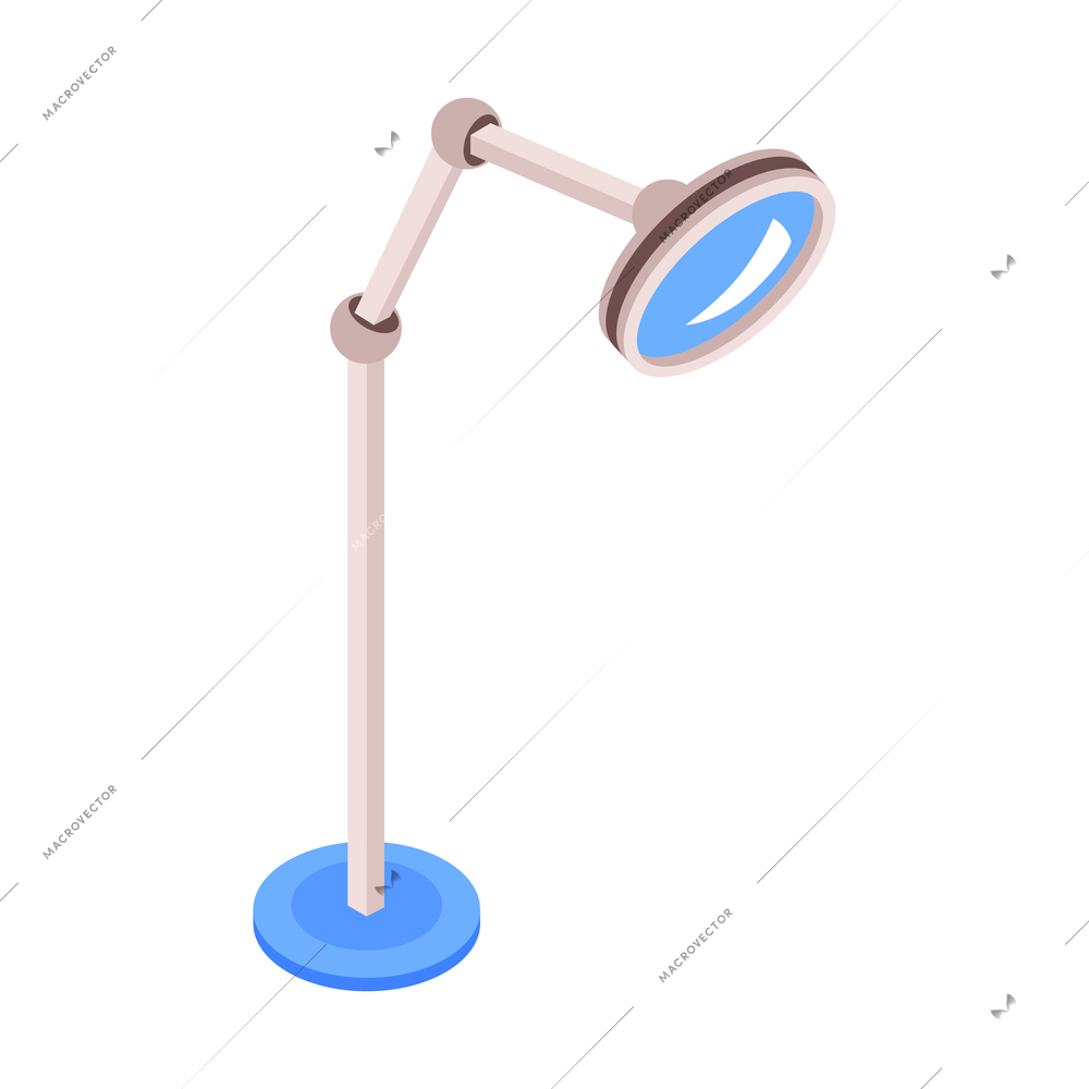 Isometric cosmetologist composition with image of round mirror on stand vector illustration