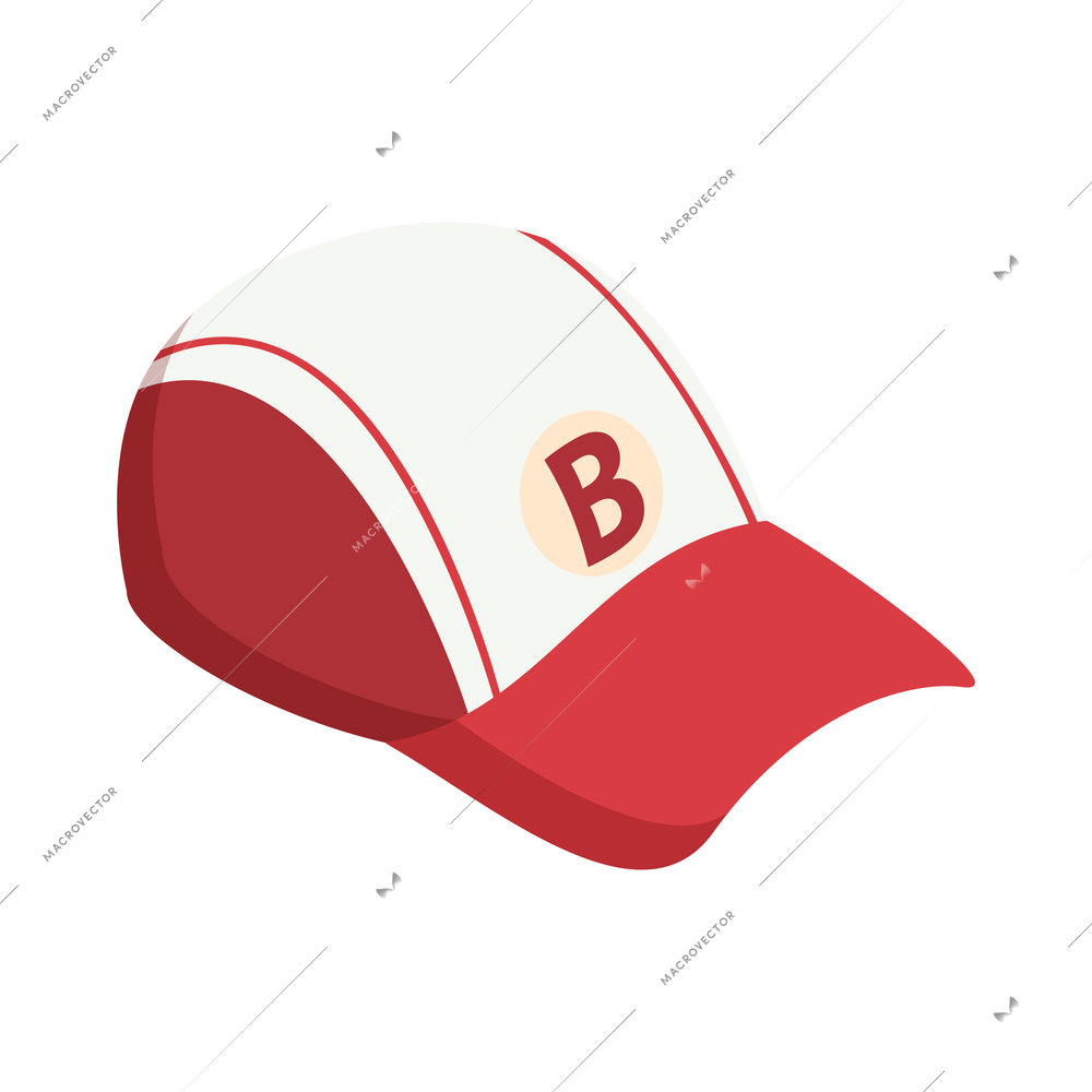 Isometric sport baseball composition with isolated image of ball cap vector illustration