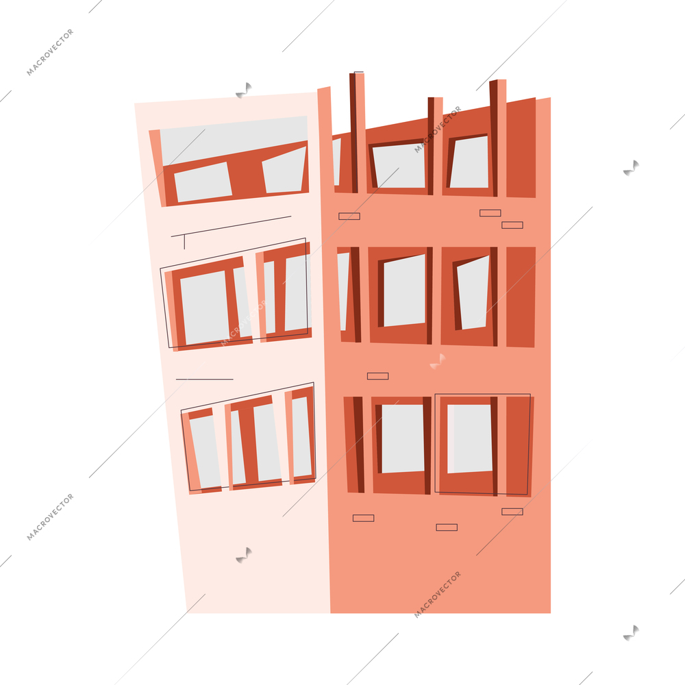 New buildings composition with isolated image of cartoon style house vector illustration