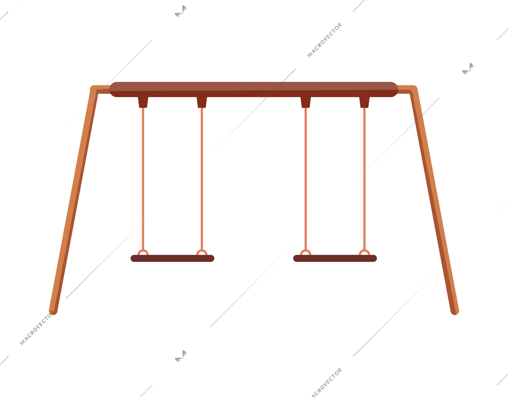 New buildings composition with isolated image of hanging swing with two seats vector illustration