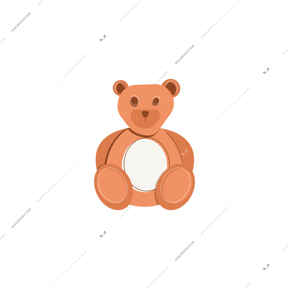 Dad flat composition with isolated image of teddy bear soft toy vector illustration
