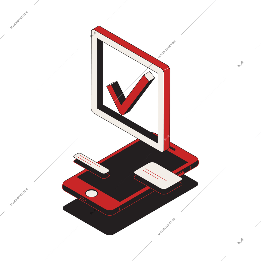 Election isometric composition with isolated image of smartphone with electronic vote sign vector illustration