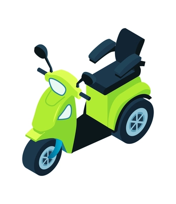 Isometric electric transport ecology friendly vehicle composition with isolated image of scooter vector illustration