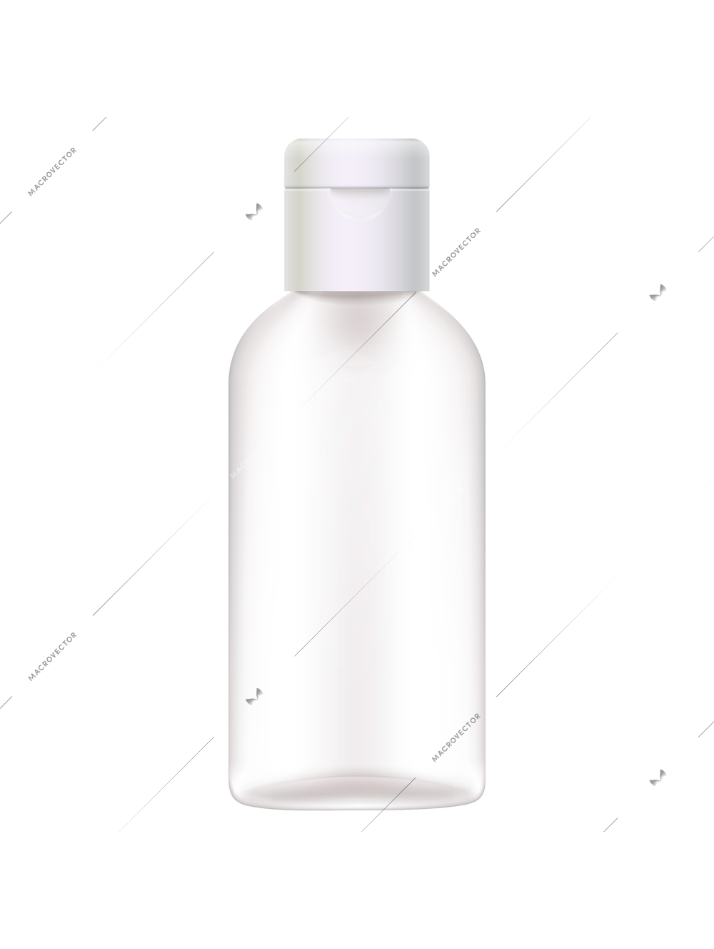 Sanitizer bottles realistic composition with empty sanitizer bottle with closed cap vector illustration