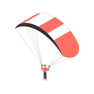 Air tourism extreme isometric composition with view of man jumping with open parachute vector illustration