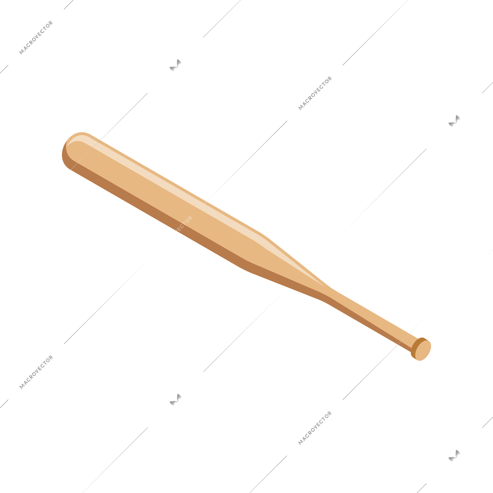 Isometric sport baseball composition with isolated image of bat vector illustration