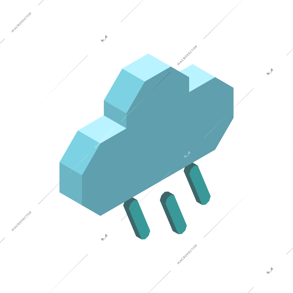 Meteorology weather forecast isometric composition with isolated pixelated icon of cloud with rain drops vector illustration