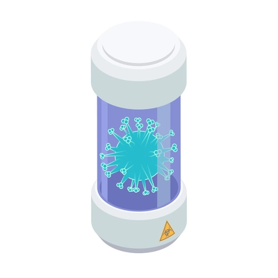 Vaccination isometric composition with biohazard signed tube containing virus vector illustration