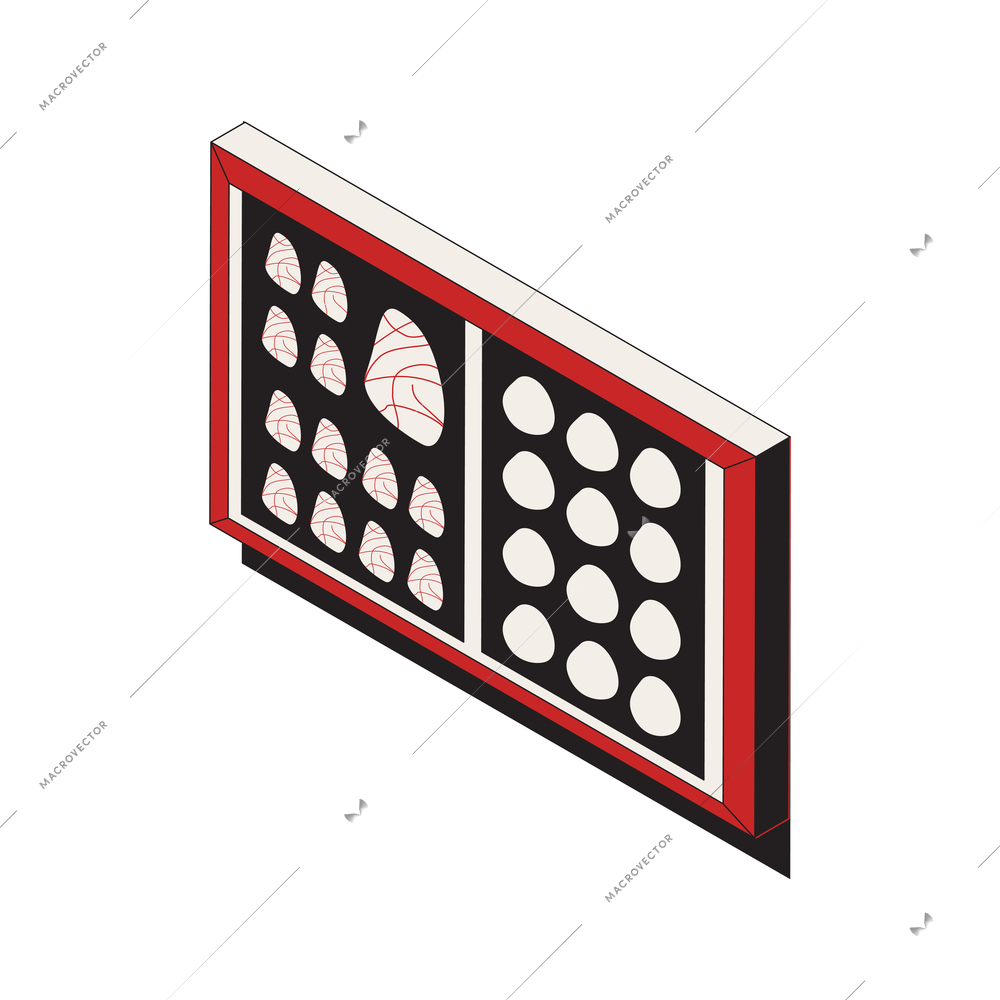 Oncology isometric composition with board of damaged and healthy pieces vector illustration