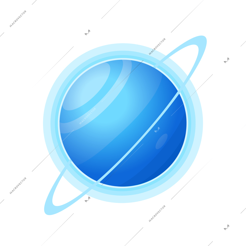 Space composition with isolated image of blue planet with circular ring vector illustration