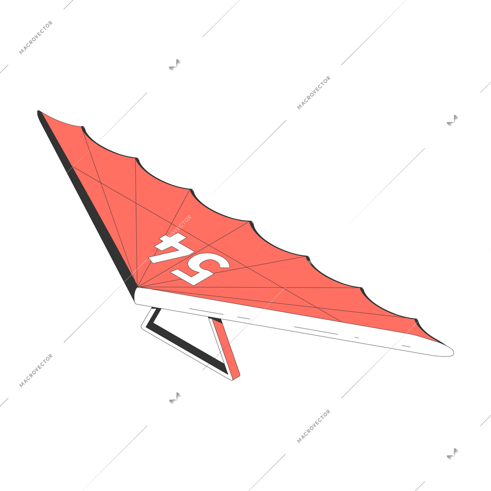 Air tourism extreme isometric composition with isolated image of hang glider vector illustration