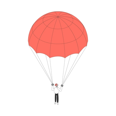 Air tourism extreme isometric composition with view of man jumping with round parachute vector illustration