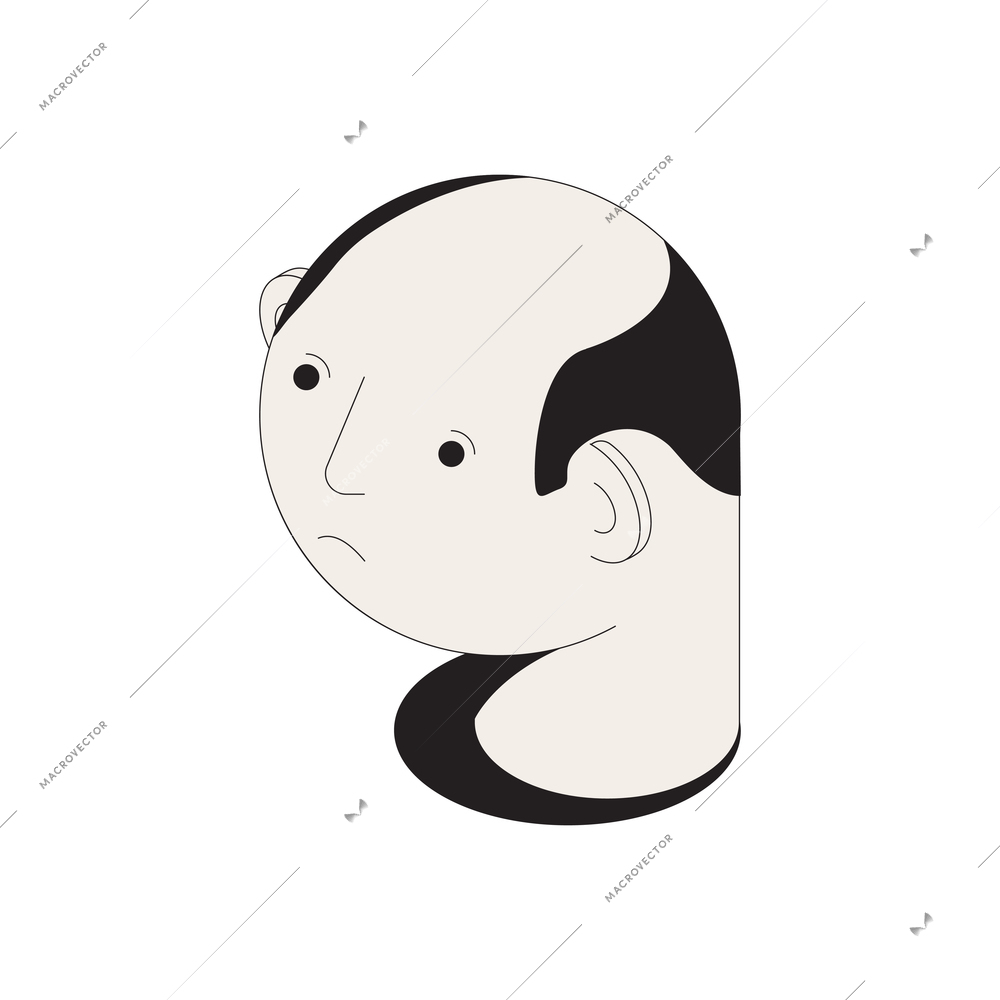 Hair problems isometric composition with isolated image of male head with bald pate vector illustration