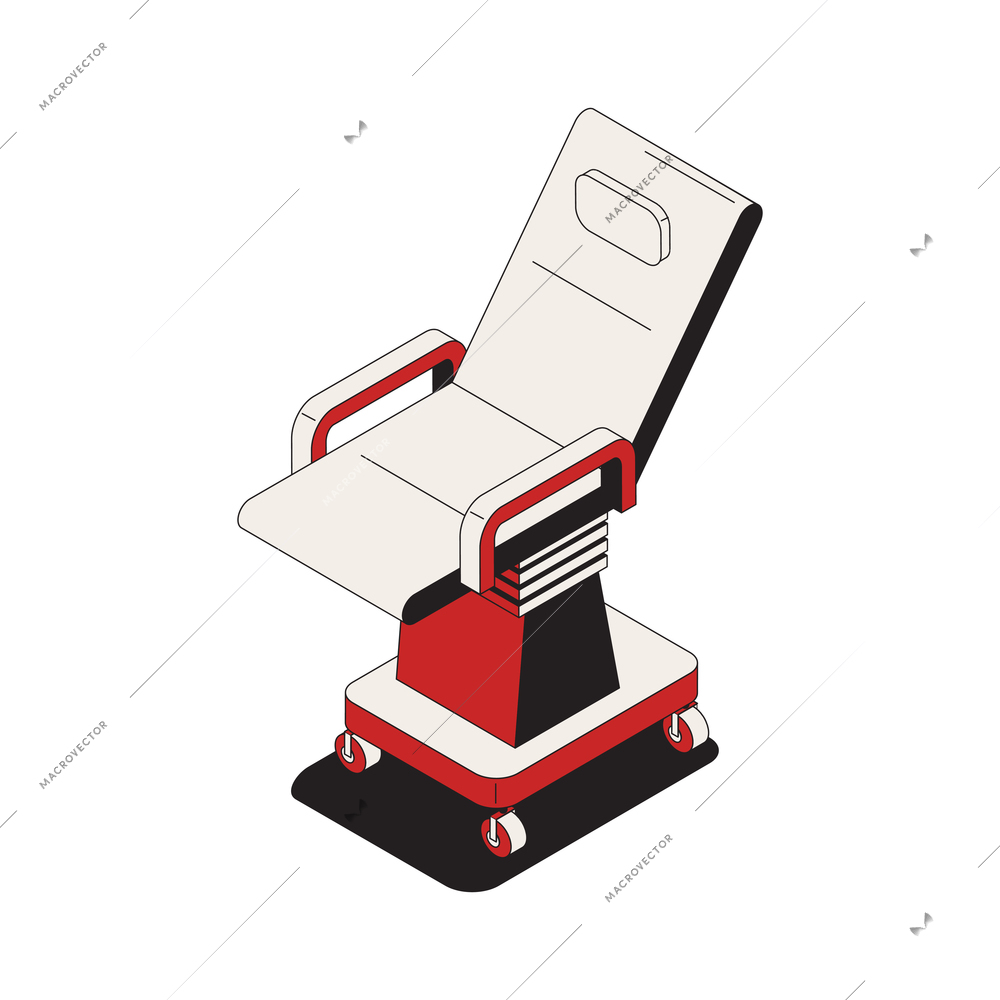 Oncology isometric composition with isolated image of medical chair vector illustration