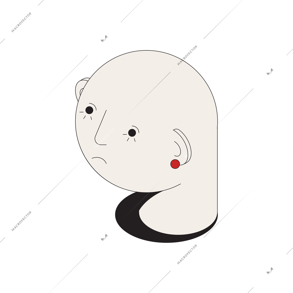 Oncology isometric composition with bald head after chemotheraopy vector illustration