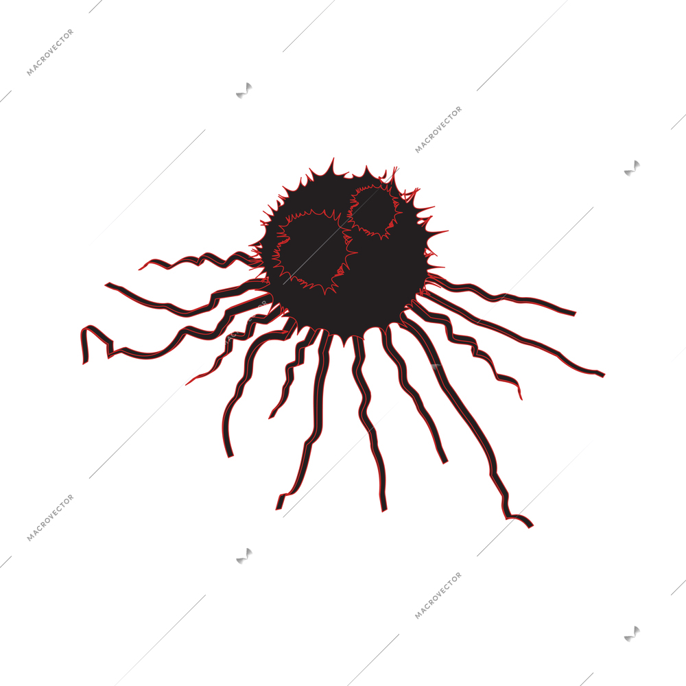 Oncology isometric composition with isolated image of damaged cell vector illustration