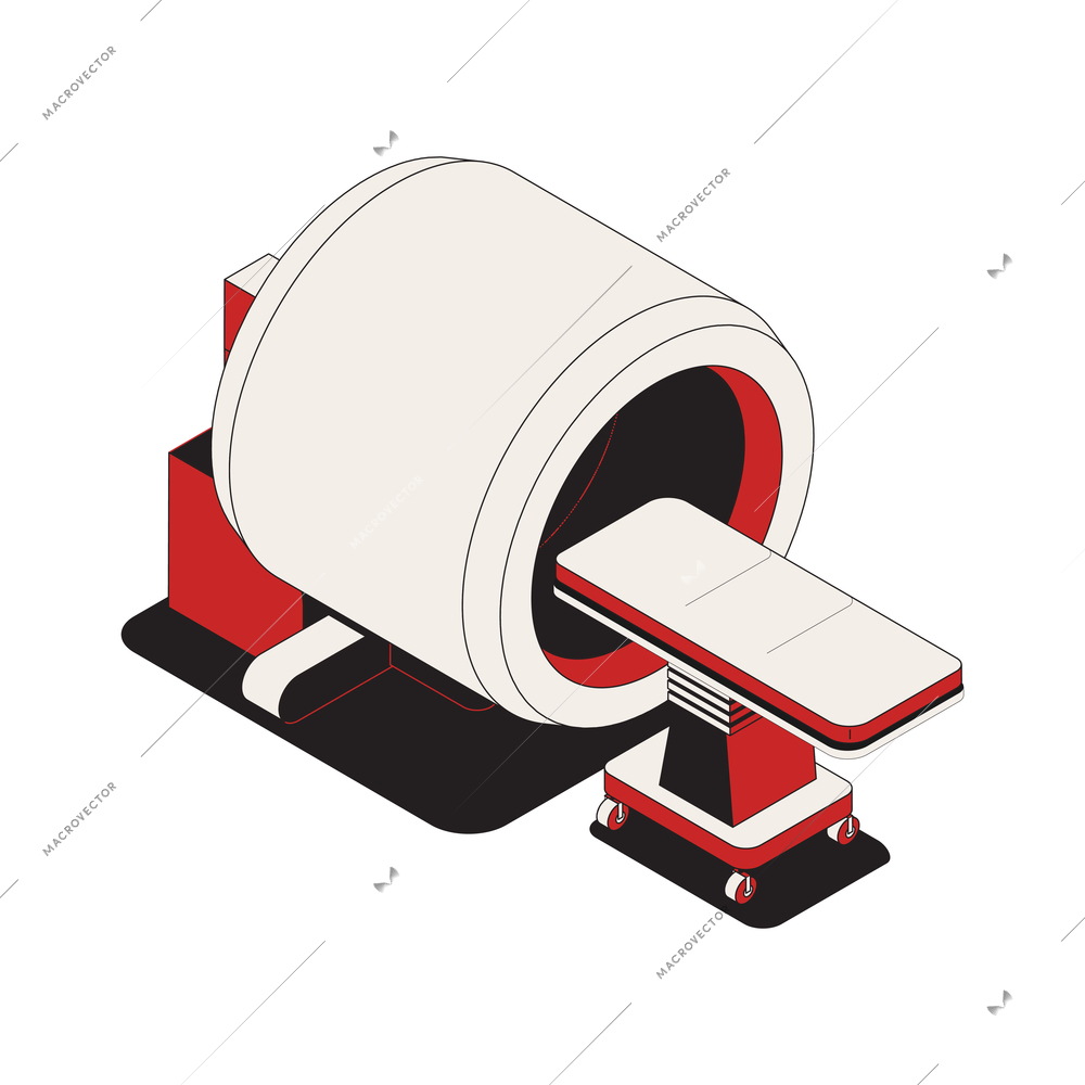 Oncology isometric composition with isolated image of screening apparatus vector illustration