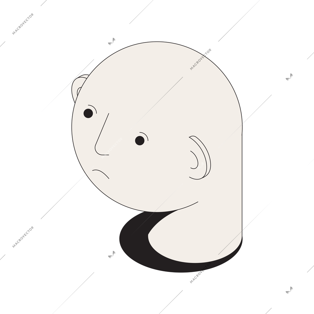 Oncology isometric composition with isolated bald human head vector illustration