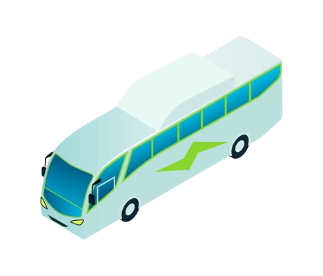 Isometric electric transport ecology friendly vehicle composition with isolated image of electric bus vector illustration