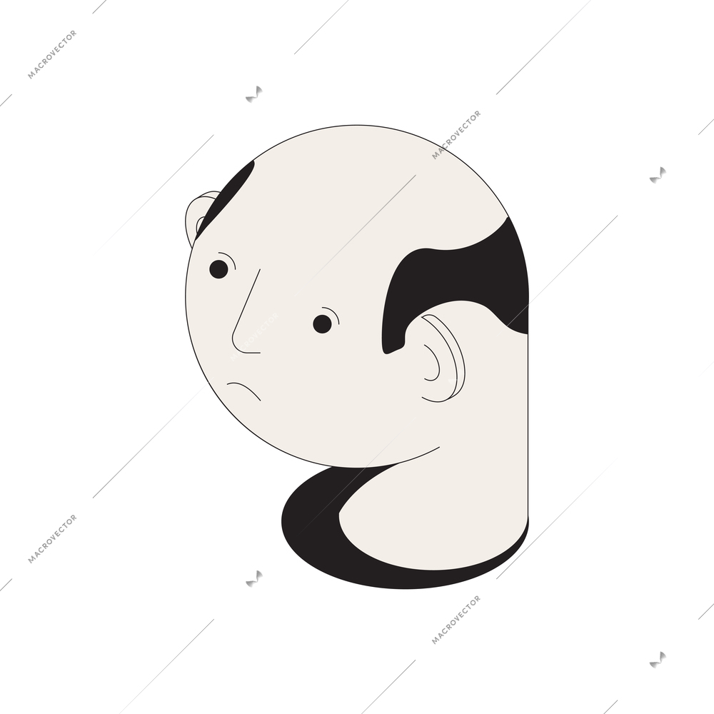 Hair problems isometric composition with isolated image of male head with partly balding hair vector illustration