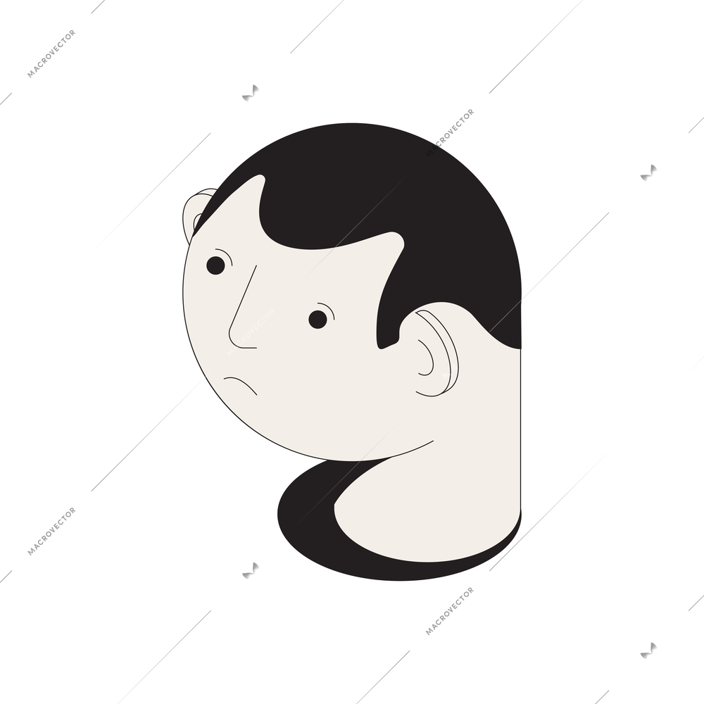 Hair problems isometric composition with isolated image of male head with hair vector illustration