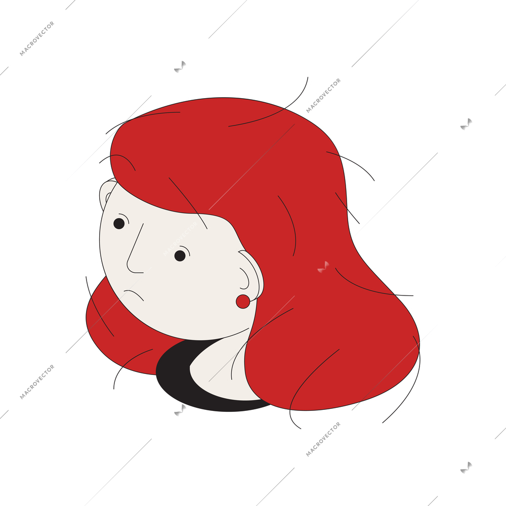 Hair problems isometric composition with isolated image of female head with frayed ends on hair vector illustration