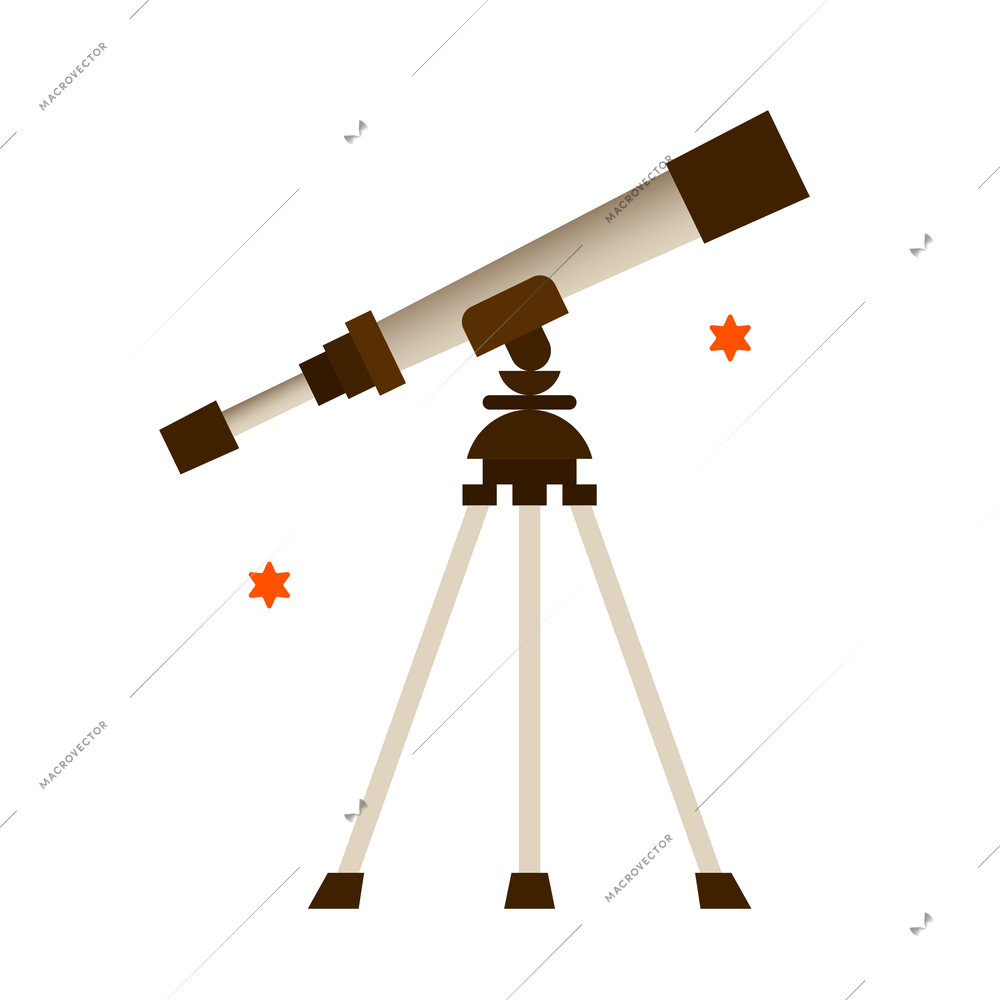 Space composition with isolated image of small telescope set on tripod with stars vector illustration